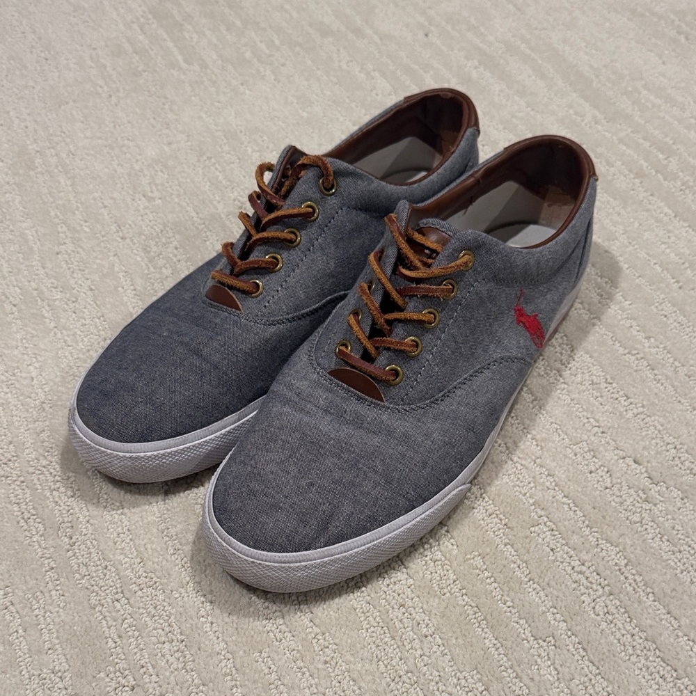 Polo Ralph Lauren Men’s Chambray Sneakers with leather detailing 11.5